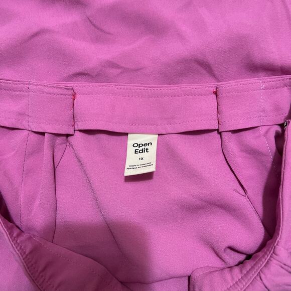 Open Edit Pink Faux Wrap Midi Skirt Size 1X - Picture 12 of 13
